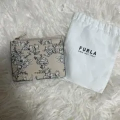 FURLA　カードケース バビロン 花柄 ピンクベージュ