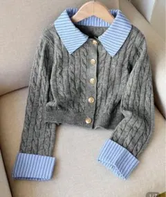 140サイズ　ニット　ニット　お揃いコーデ　即日発送　襟付きニット