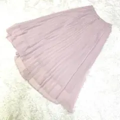 【GU】M ピンク シフォンプリーツスカート