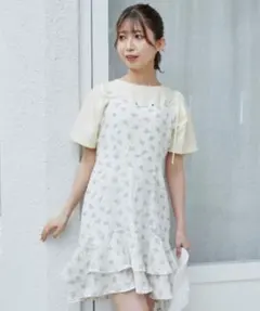 MAJESTIC LEGON ショルダーリボンミニキャミワンピ