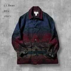 2420古着80年代USA製L.L.Beanウールジャケットネイティブ柄コンチョ