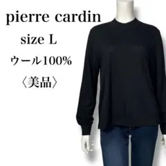 美品 ピエールカルダン ウール100% モックネック ニット カットソー 黒 L
