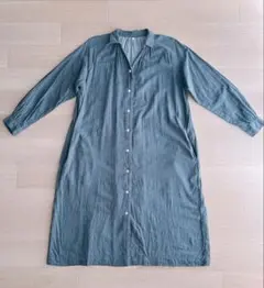 無印良品 ダブルガーゼ シャツワンピース ダークグレー M〜L