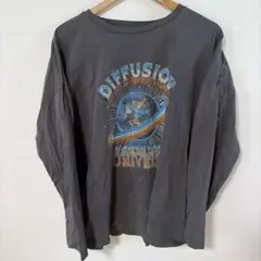 NICE CLAUP 長袖グラフィックTシャツ グレー