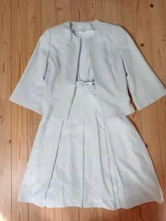 水色 ワンピーススーツ ドット柄 ３点セット