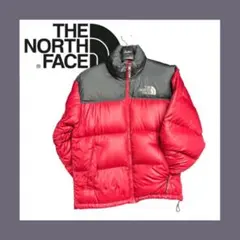 THE NORTH FACE ヌプシ ダウンジャケット 赤グレー XS