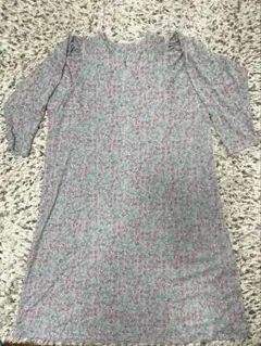ま*8様 グレーと花柄ワンピース　前チャックワンピース　美品