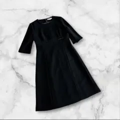 パレスガーデン　七分袖ワンピース　冠婚葬祭　フォーマル　ブラック　礼服LLサイズ