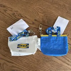 IKEA 小型ブルーポーチ ストラップ付き