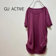 c0141【ジーユーアクティブ】半袖 Tシャツ ギャザー Ｌ スポーツ 吸水速乾