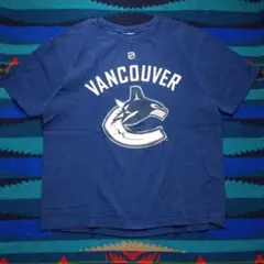 US古着 NHL リーボック 両面プリント プリントロゴオーバーサイズ ネイビーのサムネイル