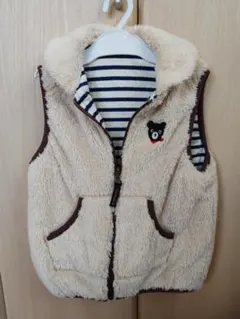 ミキハウス ダブルB リバーシブル ボアベスト 130 くま