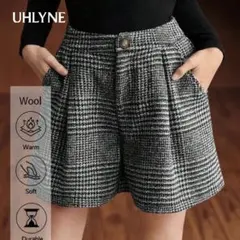 UHLYNE 千鳥柄 ウールショートパンツ
