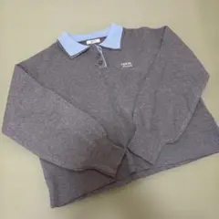 しまむら 襟付き ニット ポロシャツ グレー×ブルー