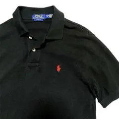 Polo Ralph Lauren ブラックポロシャツ　刺繍　赤ポニー　QRタグ