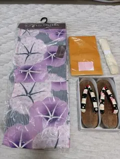 【最終価格】【新品】花柄 浴衣・帯・下駄セット
