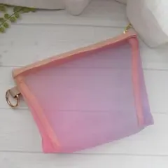 ハンドメイド マーブルカラー メッシュポーチ ピンク