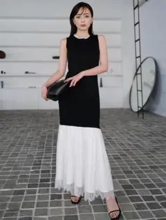 anuans アニュアンス レースドッキングニットワンピース Mix