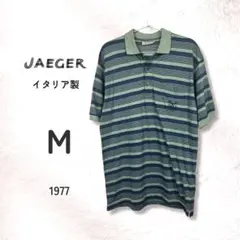 JAEGER イエーガー ゴルフ ポロシャツ M イタリア製 綿100 ボーダーのサムネイル