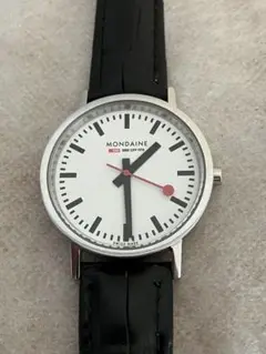 値下げ 稼働★MONDAINE モンディーン QZ 腕時計 革ベルト新品