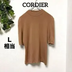 美品【コルディア】イタリア ウール100% 五分袖ニット キャメル L 秋ニットのサムネイル