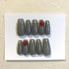 ネイルチップ y2k 韓国 シルバー ラメ 秋 ハート シンプル シズニルック