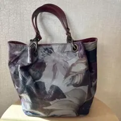 ショップチャンネル　花柄トートバッグ 紫とグレー