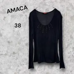 AMACA アマカ　ロンT インナー　シルク　カシミヤ　38 ビジュー