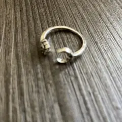 【1660】新品 アメカジ シルバー調 オープンリング ストーン付き 12号