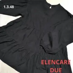 【ELENCARE DUE】フリーサイズ　黒　スエード風生地感　ブラウス