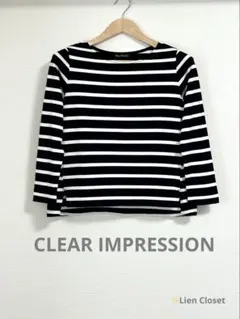 CLEAR IMPRESSION ボーダー ボートネック カットソー 8分袖のサムネイル