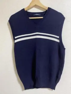 メンズ　ネイビー　ニットベスト