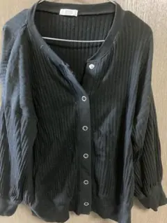 LOWRYS FARM ブラックリブカーディガン