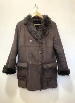 OTTOフェイクムートンコート L ブラウン ファー襟 ダブルボタン 裏ボア防寒