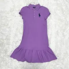 ラルフローレン　ビッグポニー　刺繍　紫　裾フリル　ワンピース　160cm
