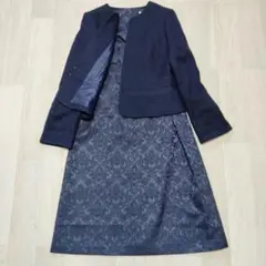 リファンネ　東京ソワール　ワンピーススーツ　美品　大きめサイズ　濃紺　XL相当