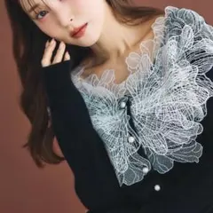 ポローラ polaura レースフリルカーディガン カーディガン - メルカリ