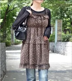 【新品未使用］FUN 小花柄キャミミニワンピ　ブラウン　freeサイズ