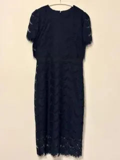 未使用　ネイビー レース 半袖 ワンピース　結婚式　パーティ　オケージョンドレス