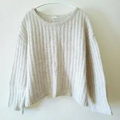 GU ジーユー　ライトへアリーボクシーセーター　XL　ベージュ