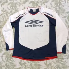 UMBRO アンブロ 長袖プラクティスシャツ ネイビー×ホワイトのサムネイル