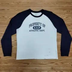GAP ラグラン 長袖カットソー L ホワイト/ネイビー