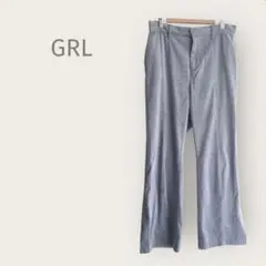 グレイル　【L】裾スリットパンツ　ウエストゴム　水色　秋　春　化繊