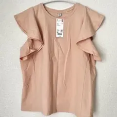 UNIQLO ユニクロ　カットソー　ラッフルスリーブT ピンク　トップス　XLのサムネイル