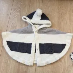 フード付きポンチョ　ホワイト・グレー