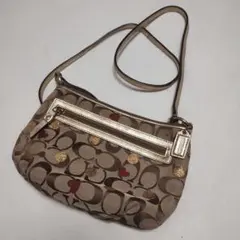 COACH ポピー ハートシグネチャーショルダーバッグ赤ハート金ドット