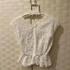 【総レース ペプラムトップス ホワイト フリーサイズ】