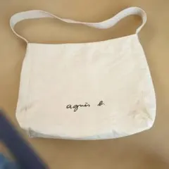 agnis b. ベージュ 帆布ショルダーバック