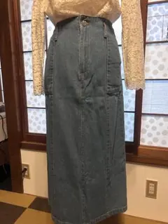 デニムブルー ハイウエストタイトスカート