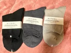 HIYORI ソックス 3足セット ブラック チャコールグレー ライトグレー